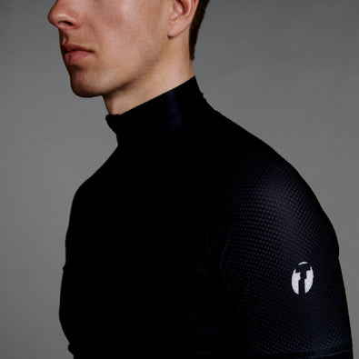 Studio photo close-up of a Trimtex Ace Short Race Suit's shoulder.